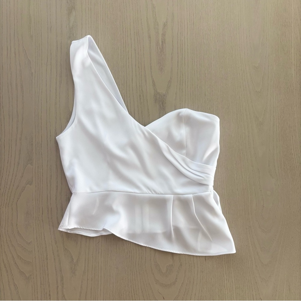 Superdown White Asymmetrical Peplum Blouse